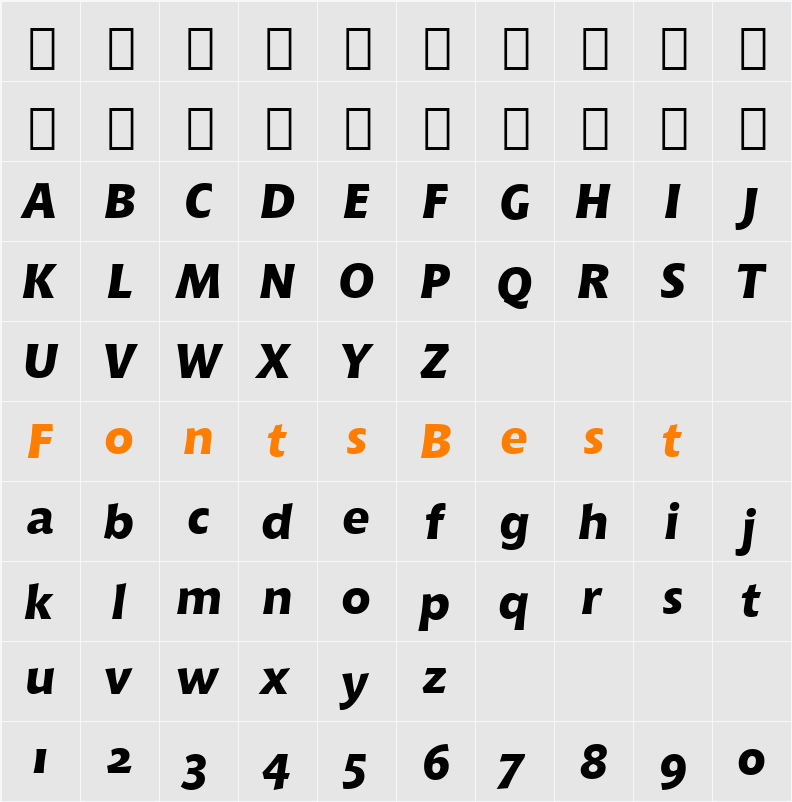 Chianti XBdIt OSF BT Character Map