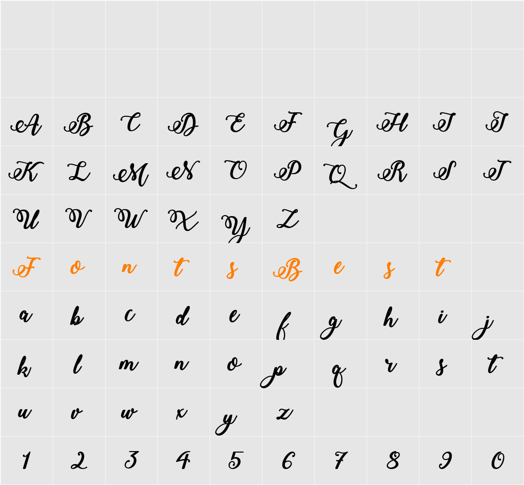 Bold  Stylish Calligraphy Character Map
