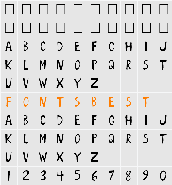 BoArust Character Map