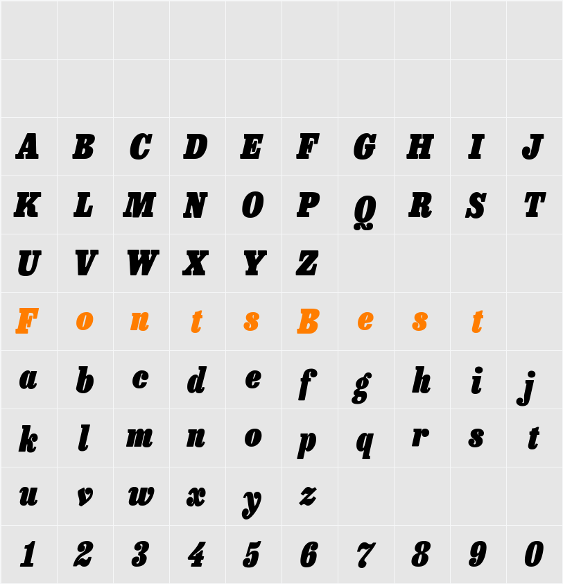 Besley* Condensed Fatface Character Map