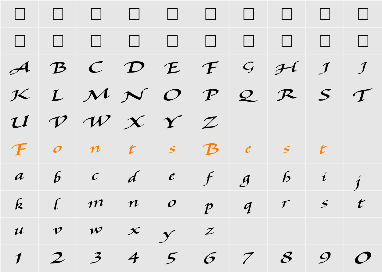 BaggageMasterText79 Character Map