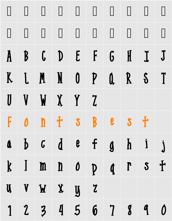 MixNarrowSerif Character Map