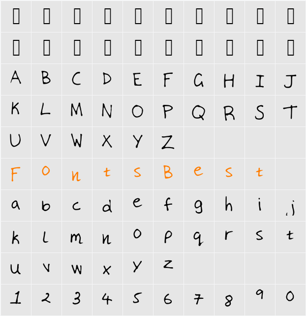 MyHandwriting Character Map