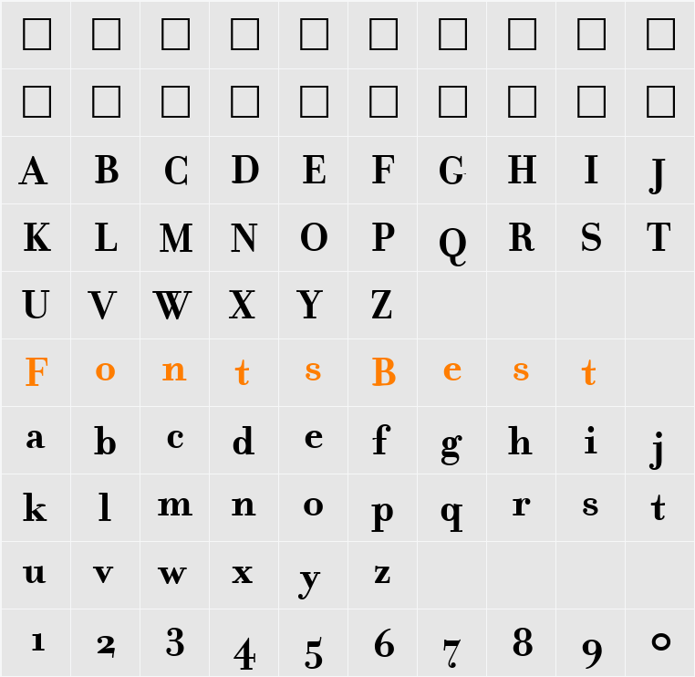 FilosofiaBold Character Map