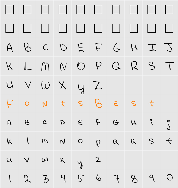 NancysHand Character Map