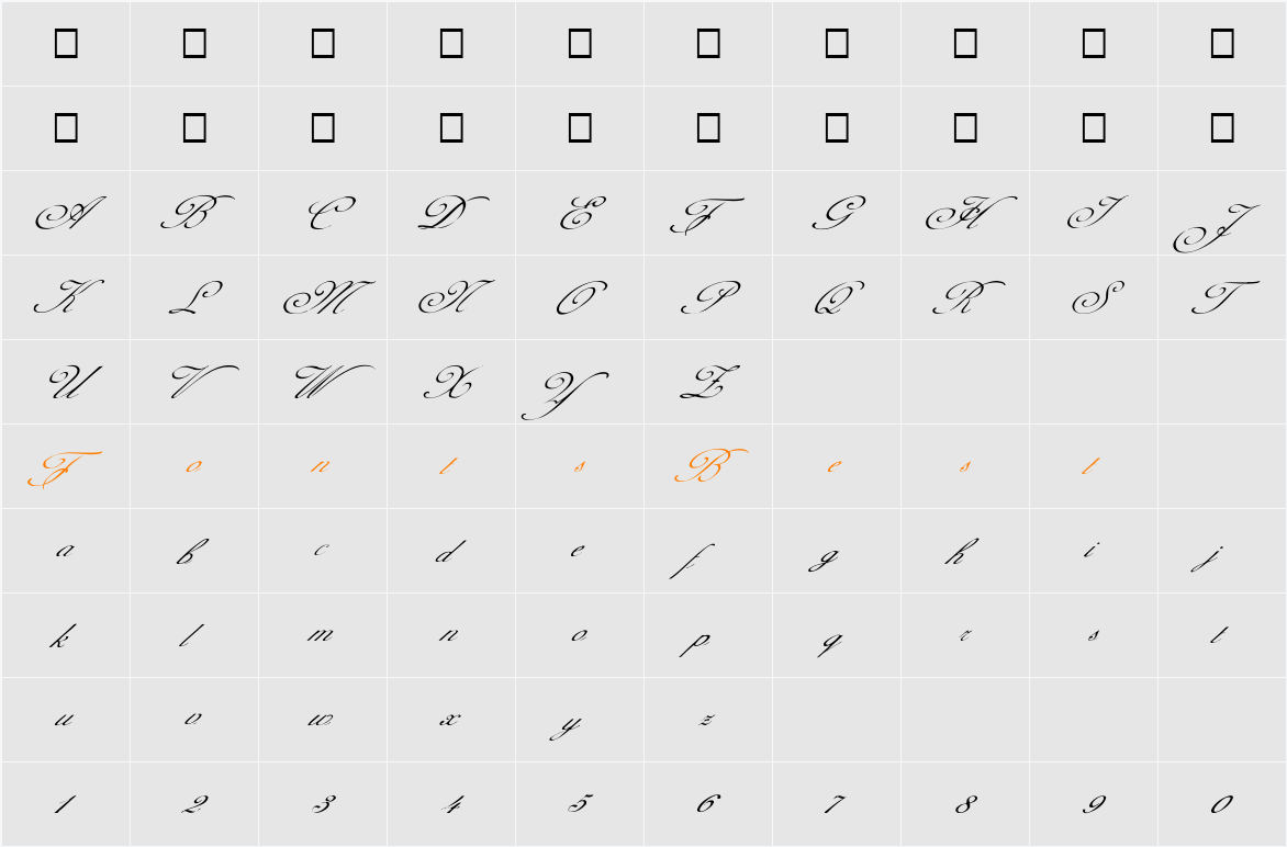 FZ SCRIPT 1 ITALIC Character Map