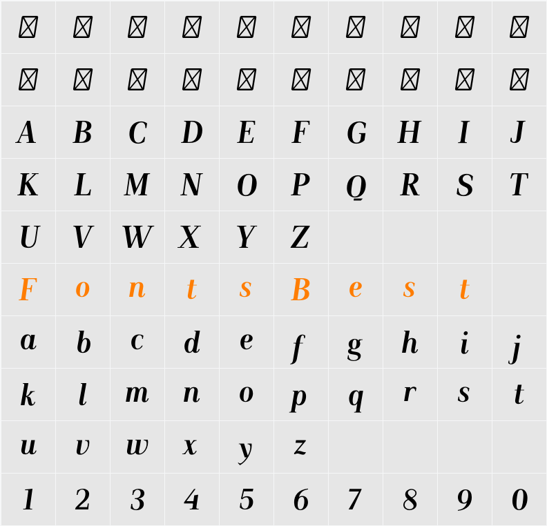 Luiss Serif Character Map