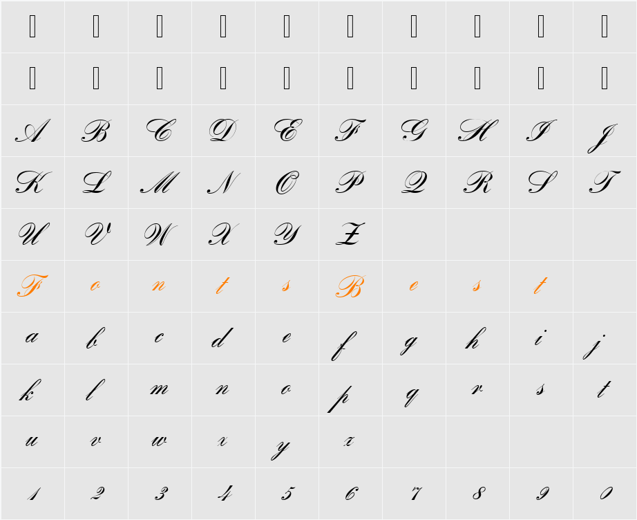 BankScrD Character Map