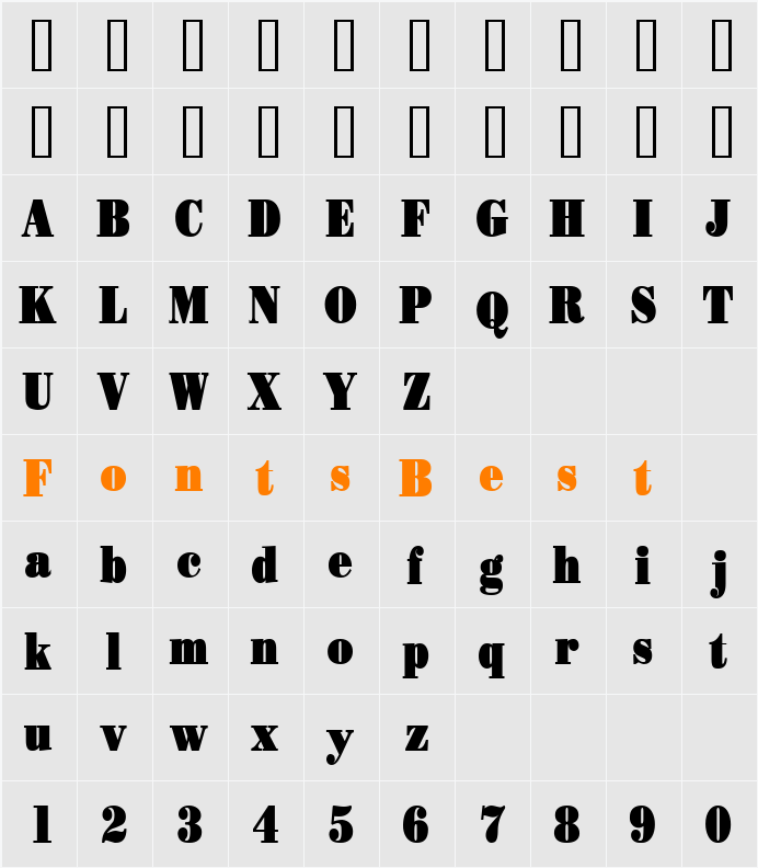 Beau Condensed Character Map