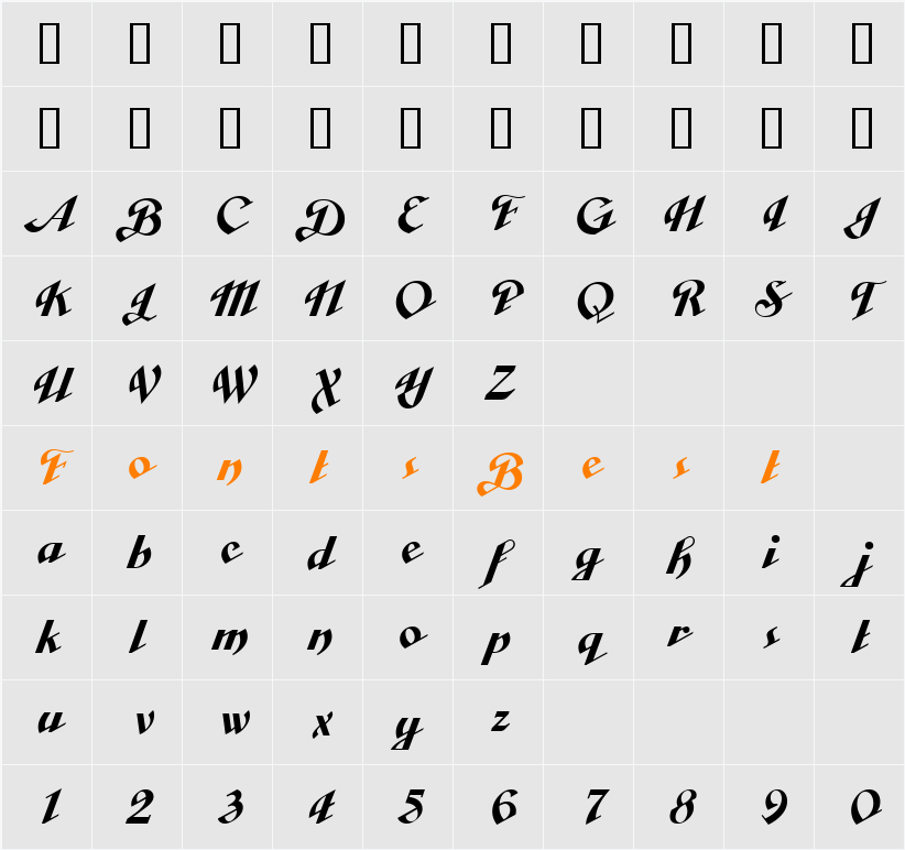 Cabarga Curs ICG Solid Alt Character Map