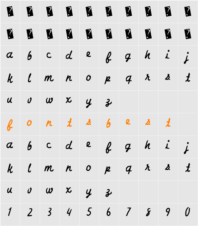 CharcoalScript Character Map