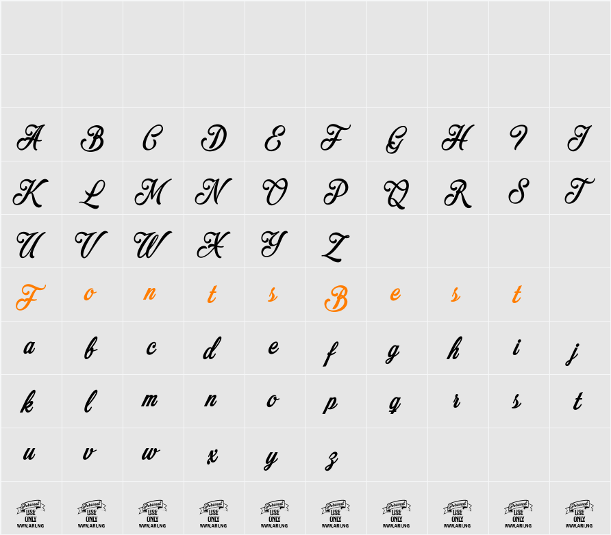 Mochary PERSONAL USE ONLY Character Map