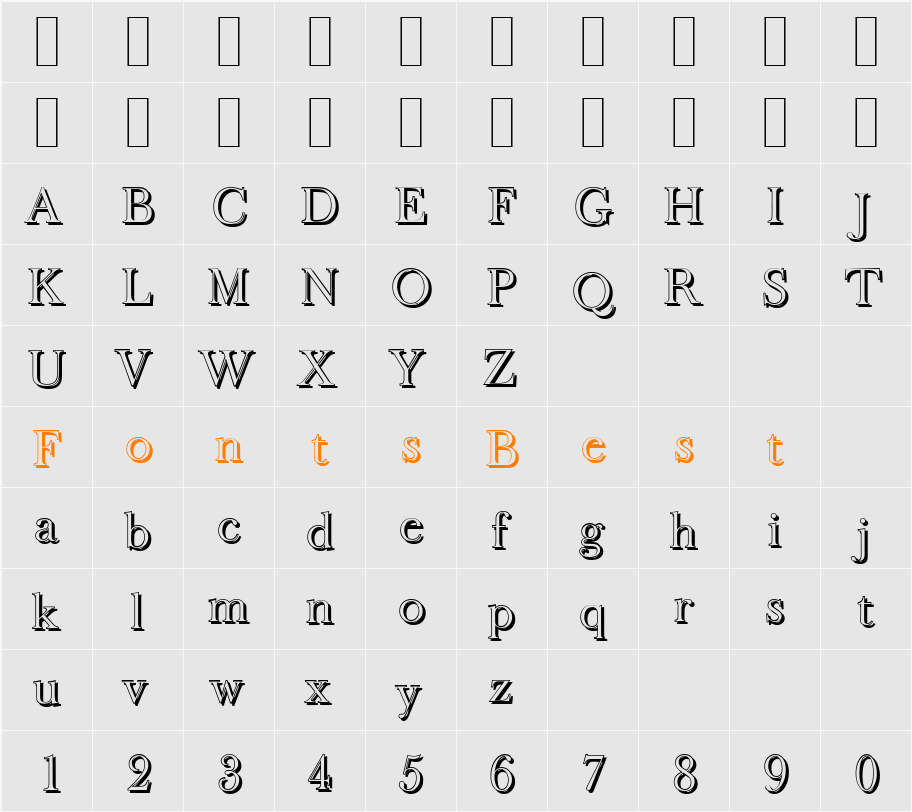 BaskerOldShadow-Light Character Map