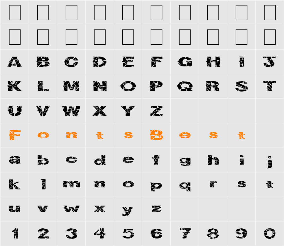 FZ JAZZY 36 CRACKED EX Character Map
