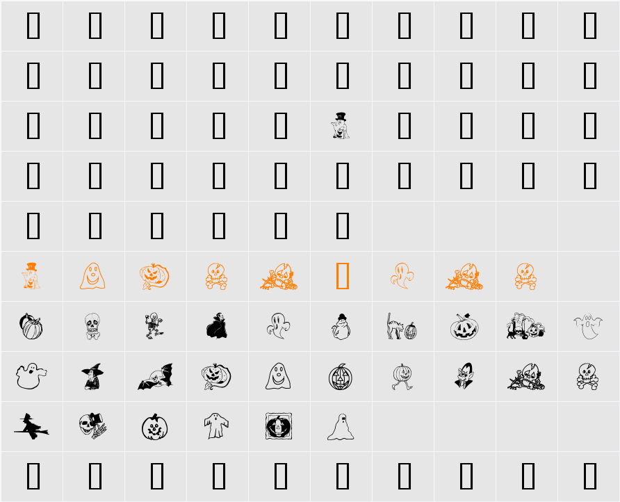 BOO Character Map