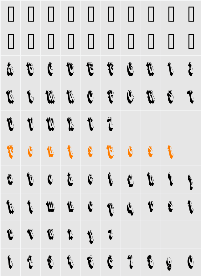 FlashbackCondensed Character Map