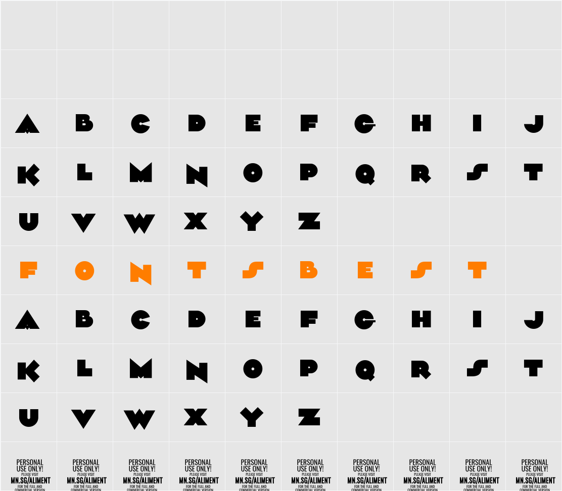 Aliment PERSONAL USE Character Map