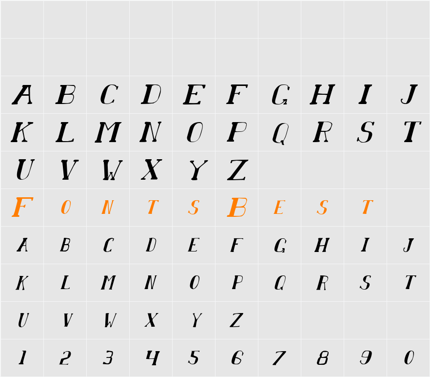Chardin Doihle Condensed Italic Character Map