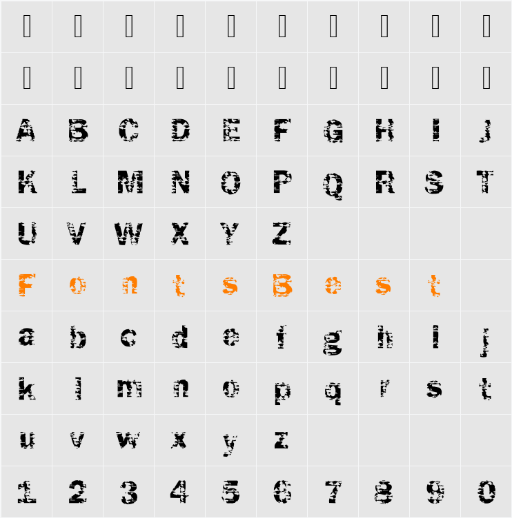 DTCFunkyM04 Character Map