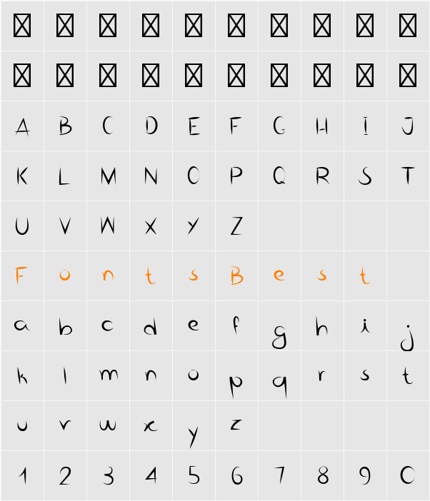 Bico de pena Character Map