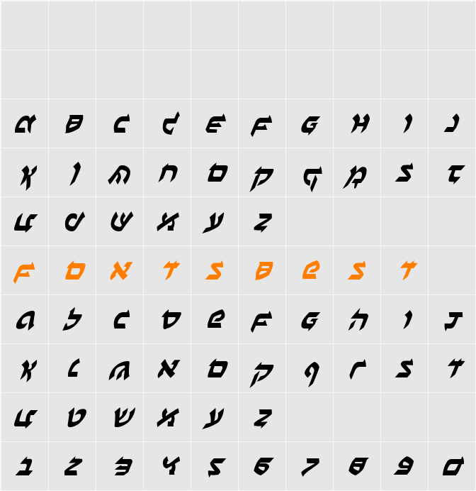 Ben-Zion Italic Character Map