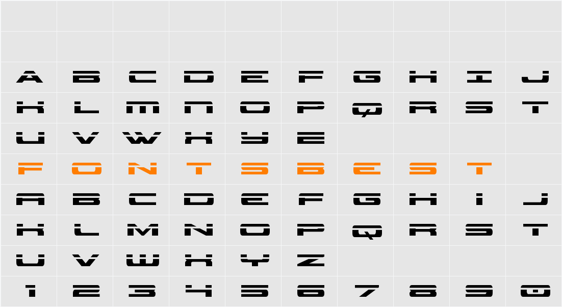 Classic Cobra Laser Character Map