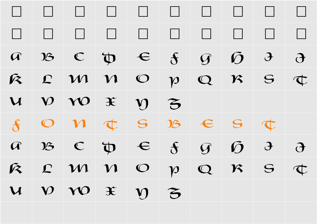 FZ SCRIPT 19 EX Character Map
