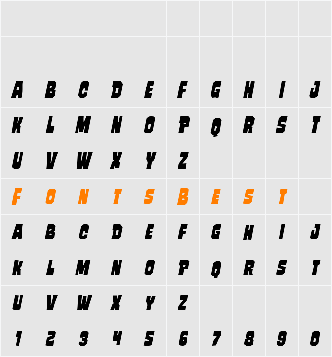 Mindless Brute Italic Character Map
