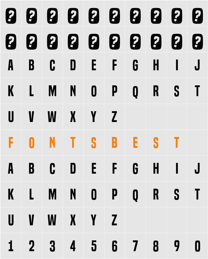 Built Titling Sb Character Map