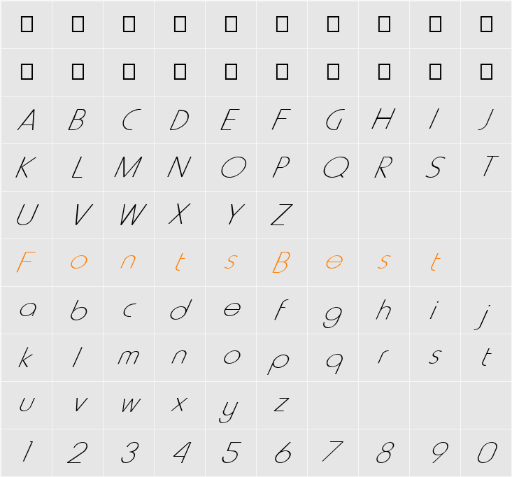 FZ BASIC 20 ITALIC Character Map