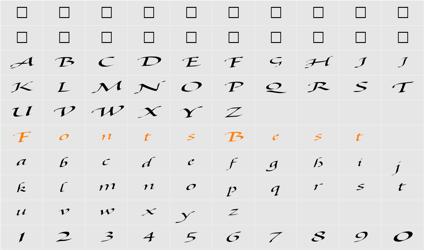 BaggageMasterText79 ttext Character Map