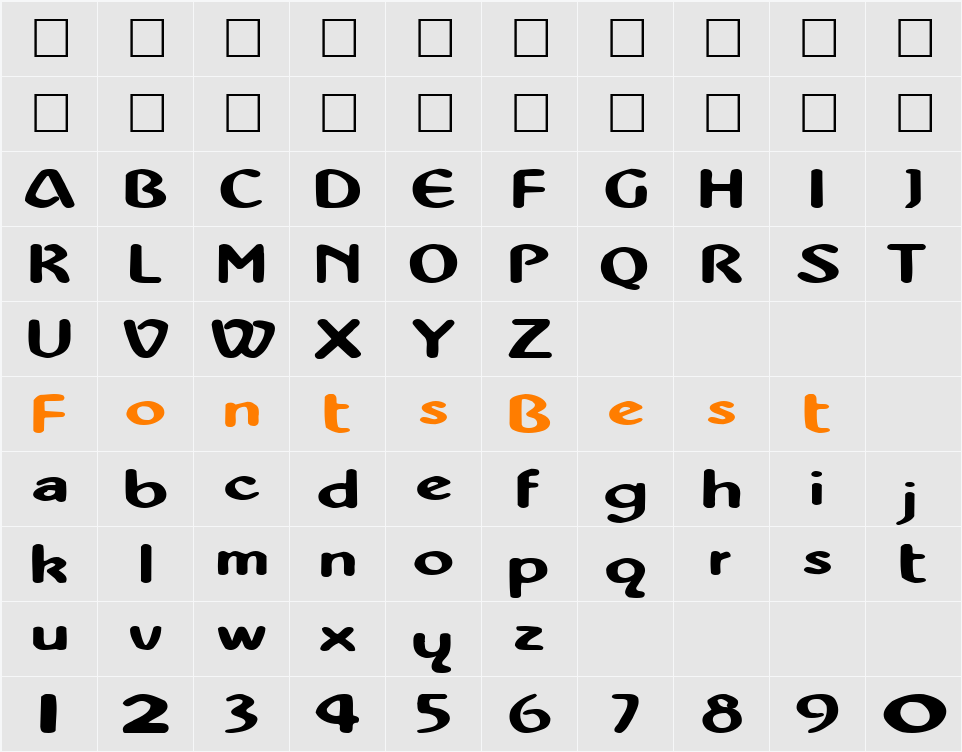 MorEhouseType97 Character Map