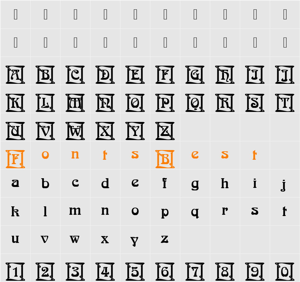 ArnoldBoeIniD Character Map