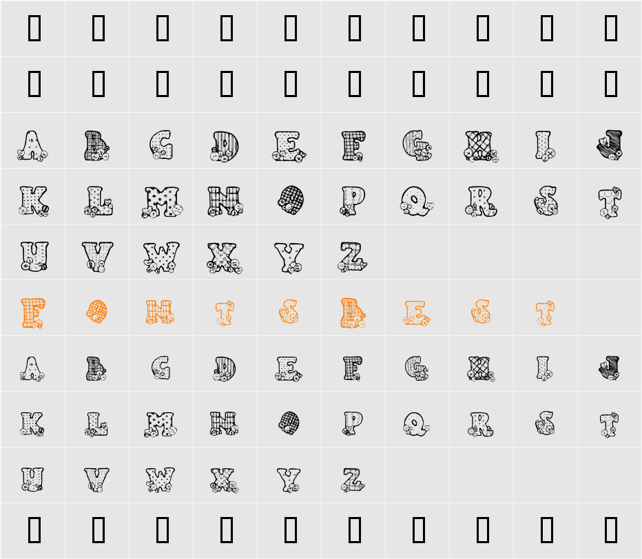 Country Button Character Map