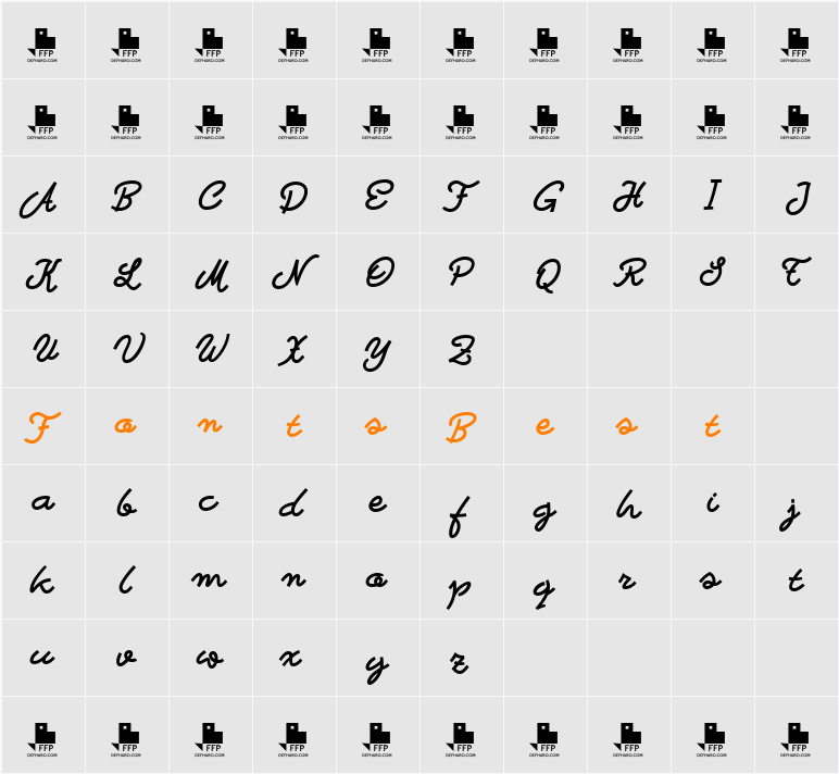 Bastardilla Character Map