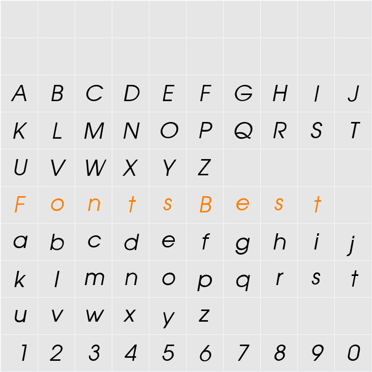 AvantGarde-Thin-Italic Character Map