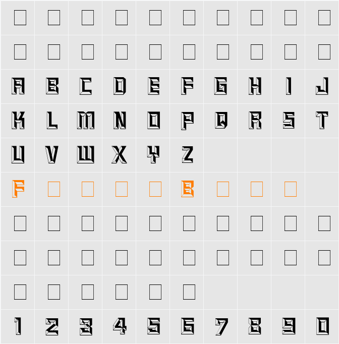 Baguet Display Caps SSi Character Map