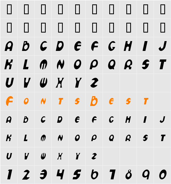 MutantCondensed Character Map