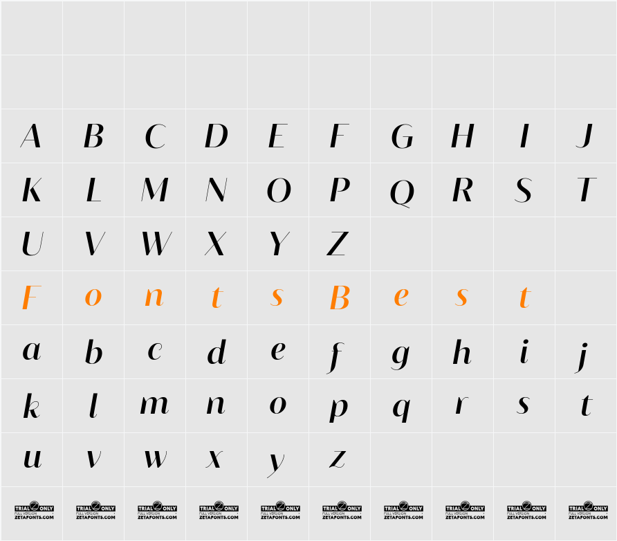 Blacker Sans Display Trial Character Map