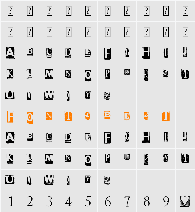 DZR INSCRIPTION Character Map