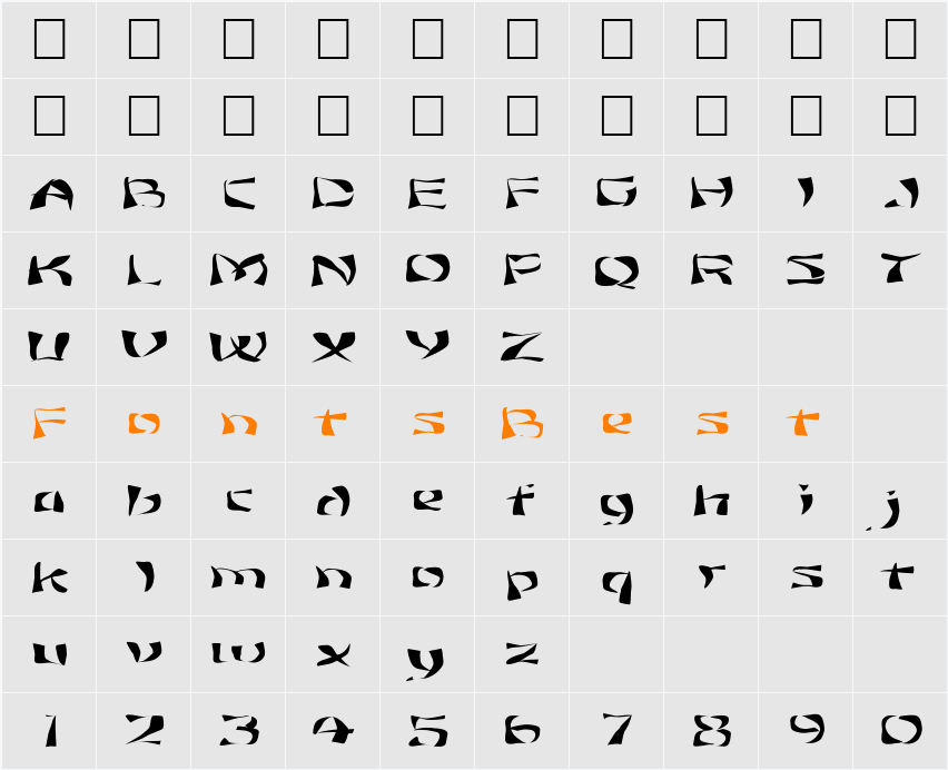 FZ WARPED 12 EX Character Map