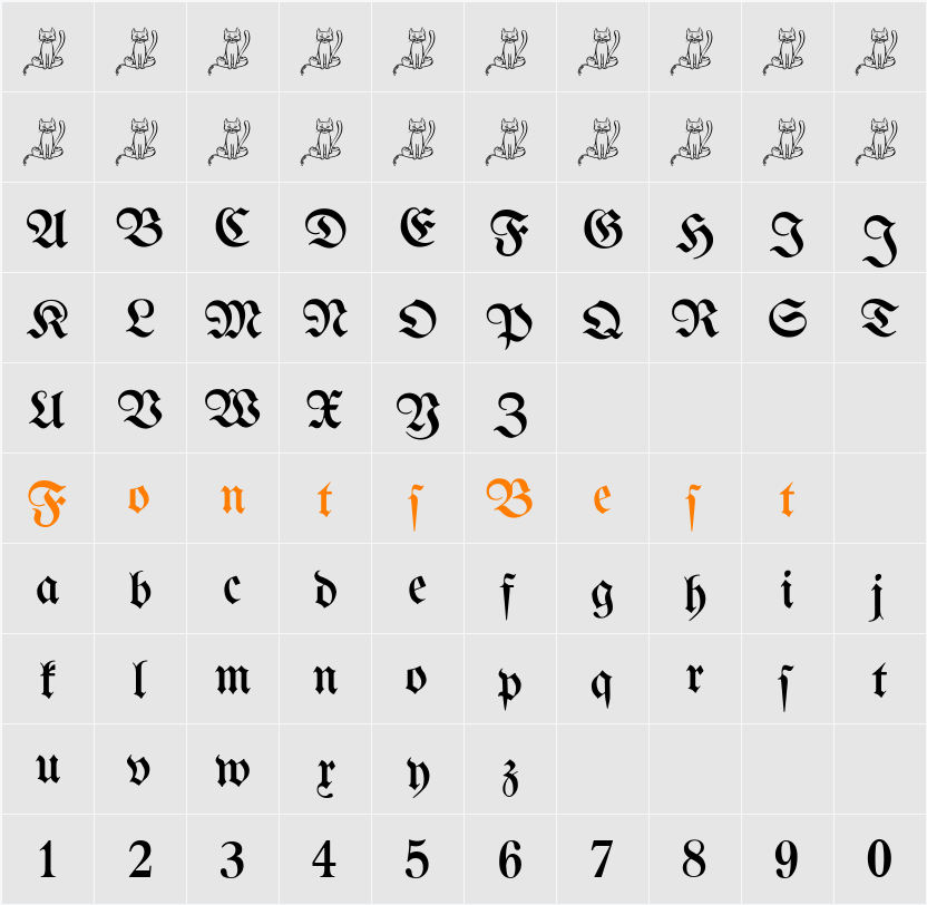 Bertholdr Mainzer Fraktur Character Map