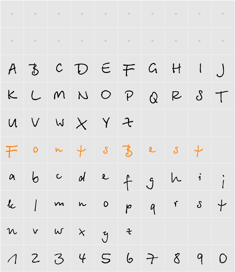 BetinaScriptCTT Character Map