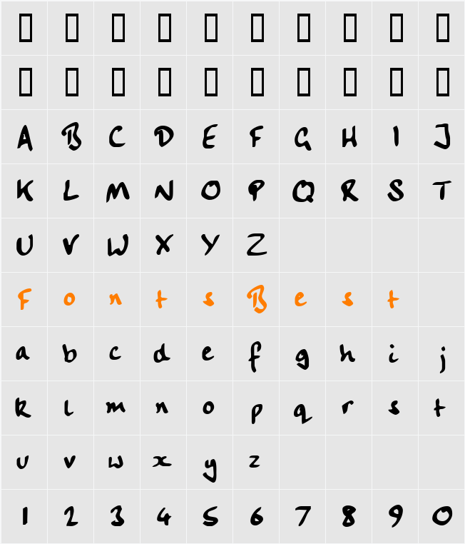 CityArtScriptSSK Character Map
