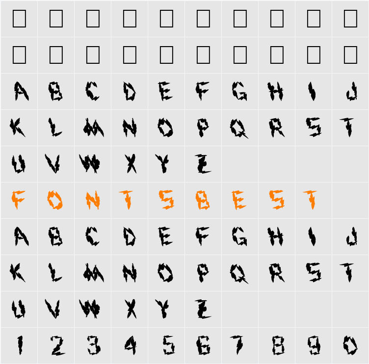 FZ UNIQUE 19 MANGLED LEFTY Character Map