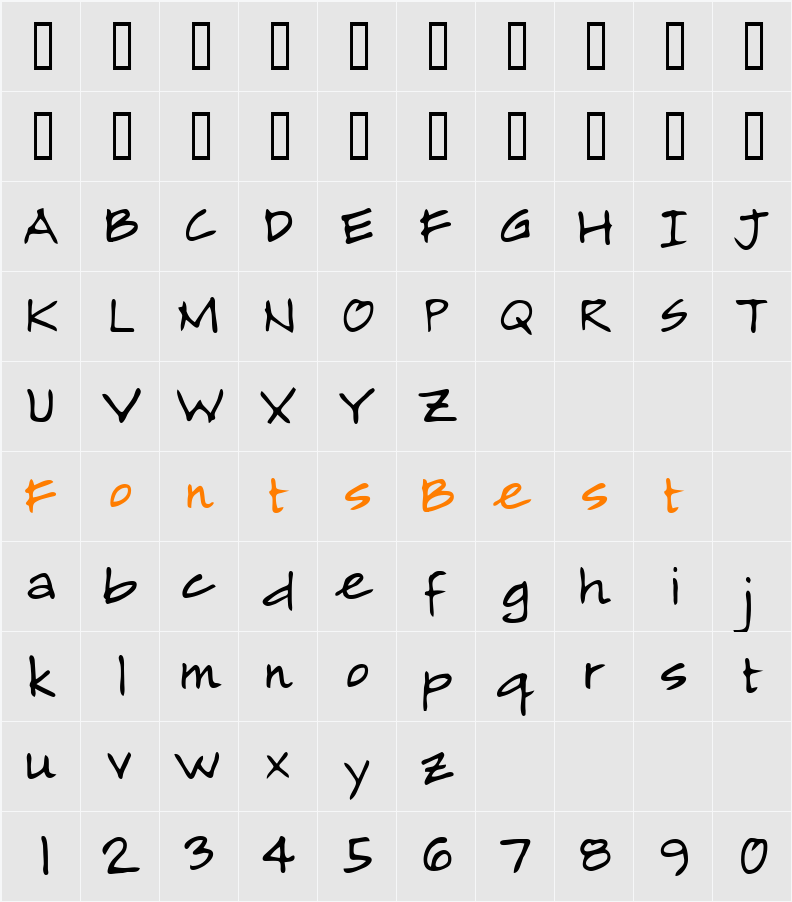 Alamendro FG Character Map