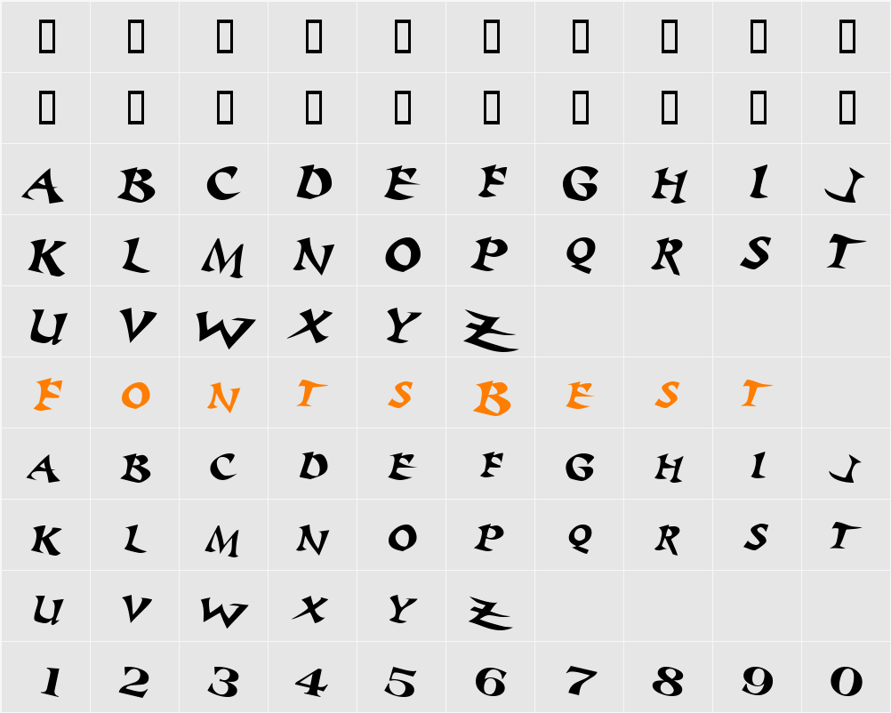 Baratz Character Map