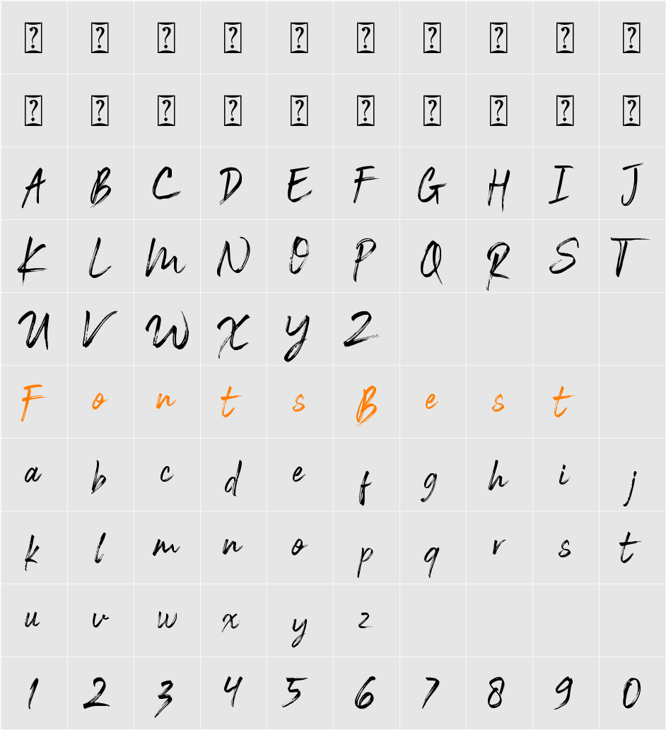 Black Vosten Personal Use Character Map