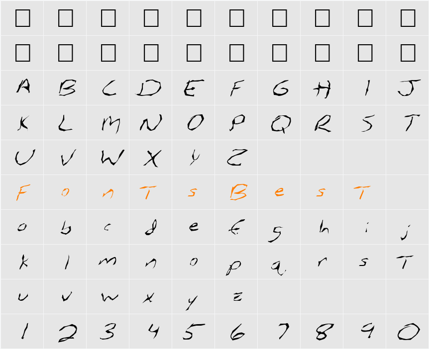 FZ WACKY 5 ITALIC Character Map