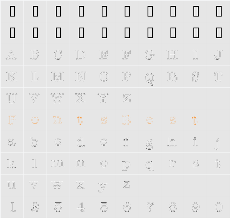 DatelineOutline Character Map